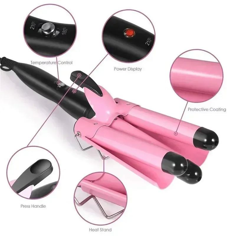 Triple Barrel Ceramic Hair Curling Iron