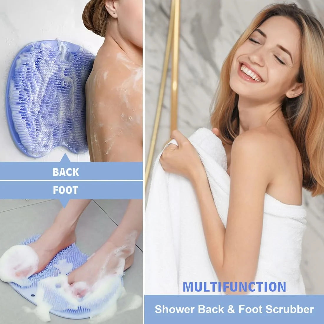 Wall-Mounted Silicone Back and Foot Scrubber