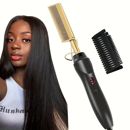 Hot Comb Straightener Hair Curler Flat Iron